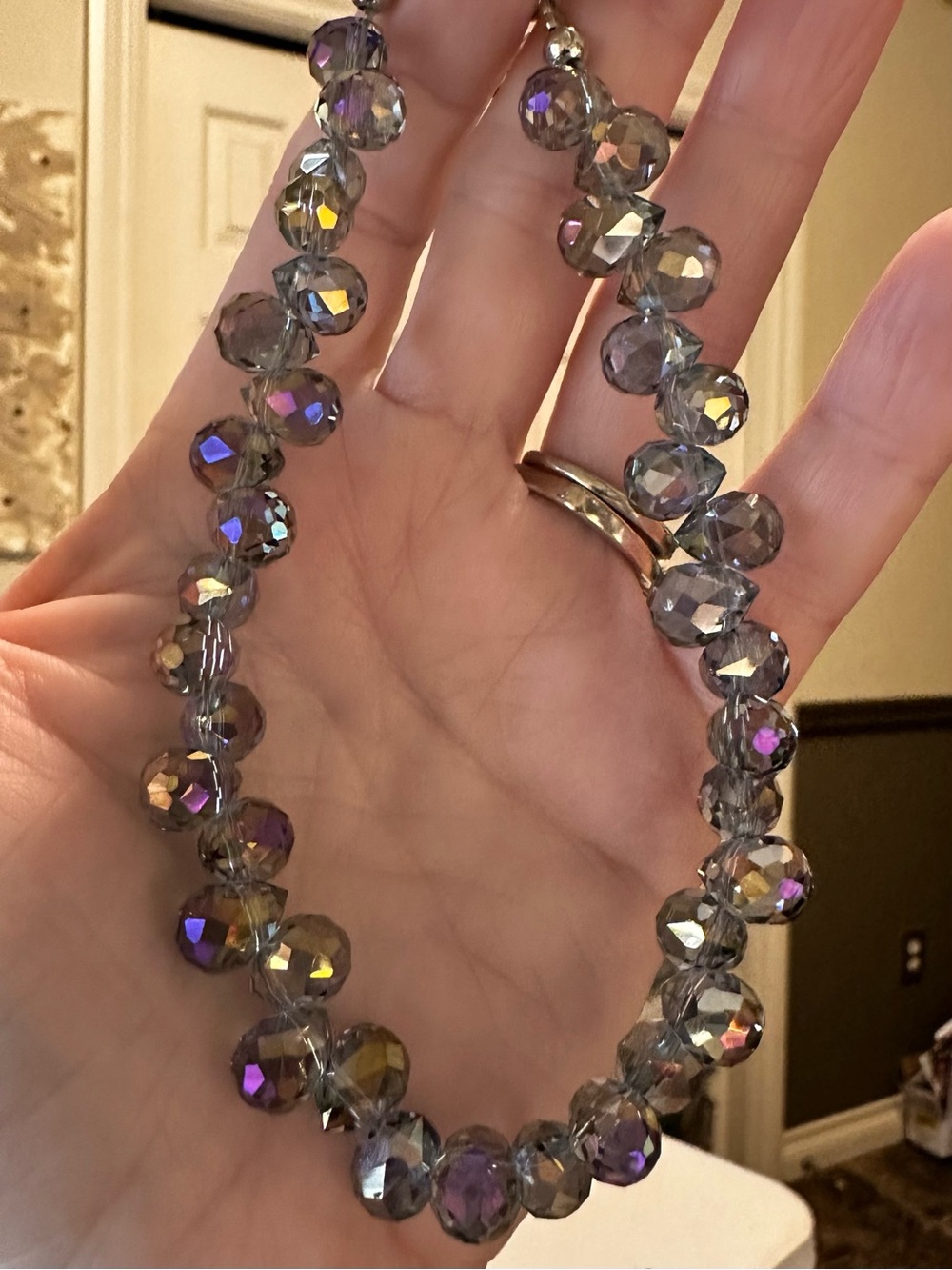 Artisan Iridescent Bead keychain or phone holder